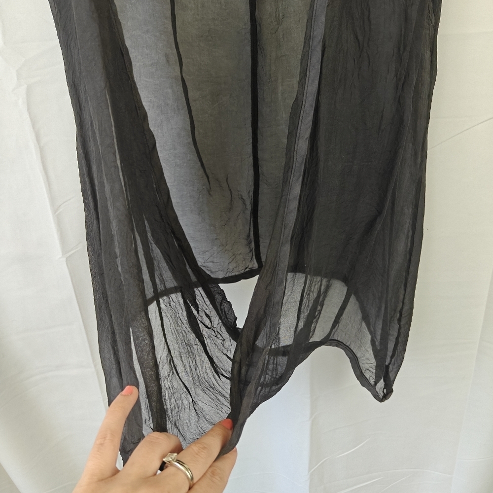 VTG Blue Fish Mesh Silk Navy Blue Boho Blouse Size 0 Women's - Picture 6 of 15